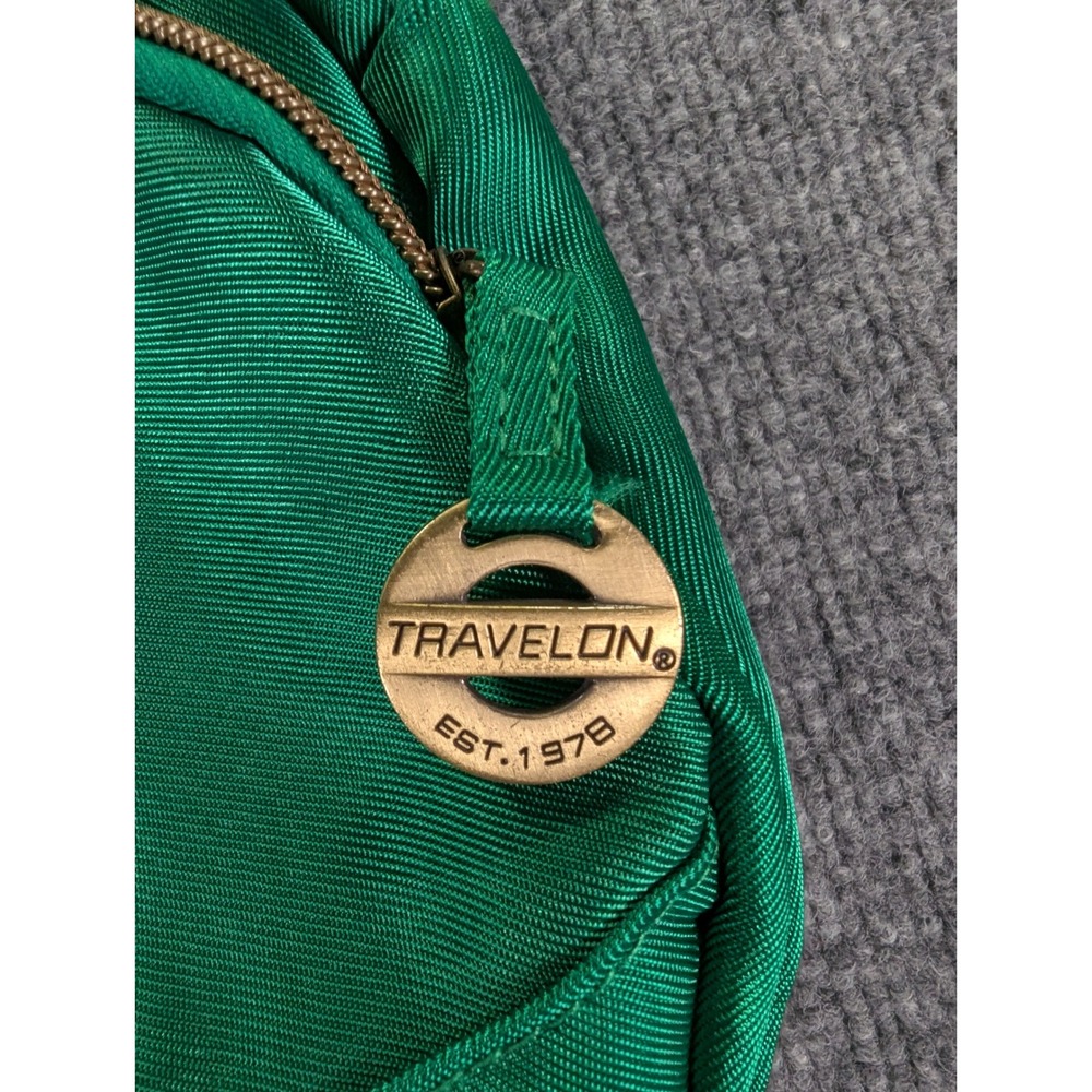 Travelon Green Nylon Crossbody Bag RFID Peacock Paisley Lining F11372 42843-450 - Picture 3 of 8